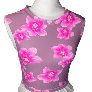 New Acacia  Free People Costa Top in Gili Pink Orchid Floral New